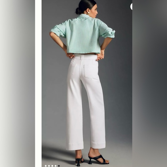 Pilcro by Anthropologie Skipper Seamed High Rise Cropped Wide Leg Jeans Sz 32 - Picture 3 of 6